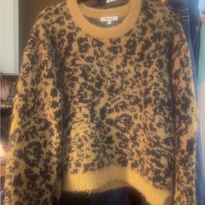Madewell Fuzzy Mustard leopard print Sweater